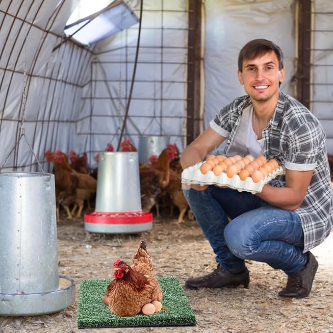 6 Pack Nesting Pads for Chicken Coop, 12"x12" Chicken Nesting Box Pads for Laying Eggs, Washable Nest Box Pads for Chicken Hen Small Pets on Garden Lawn Indoor Outdoor (Green)