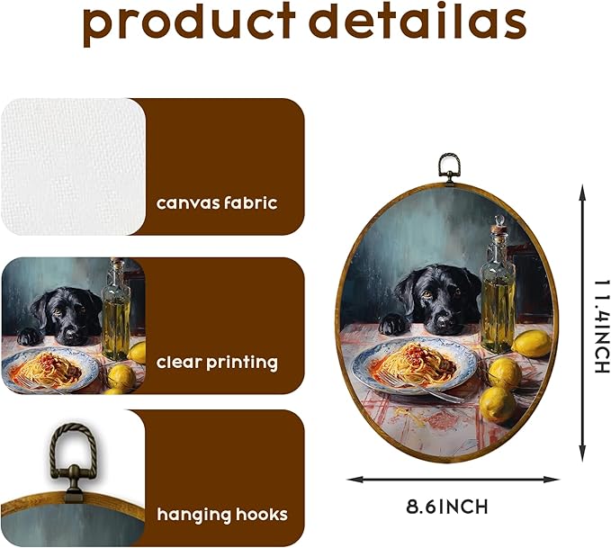zewepri Funny Dog Canvas Wall Art, Black Lab Artwork on High-Density Canvas with Pre-Installed Hook, 8.6 x 11.4 Inch Wall Decor for Kitchen, Bedroom, Living Room, Study, Dog Lover Gift