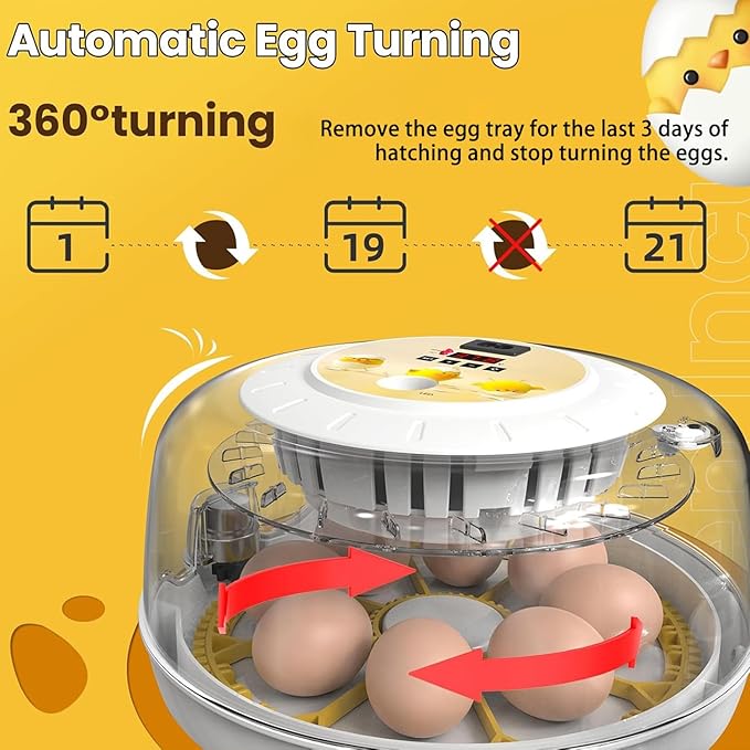 8 Egg Incubators for Hatching Eggs, Incubator for Chicken Eggs 360 Degree View, Automatic Egg Turner and Egg Candler, Farm Poultry Egg Incubators for Chicken Duck Goose Quails Eggs