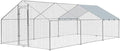 Large Metal Chicken Coop, Walk in Chicken Run for Yard with Waterproof Cover & Secure Lock, Poultry Cage for Aviary and Hen House, Duck Coop and Rabbit Pen 19.6 x 9.8 x 6.5 ft