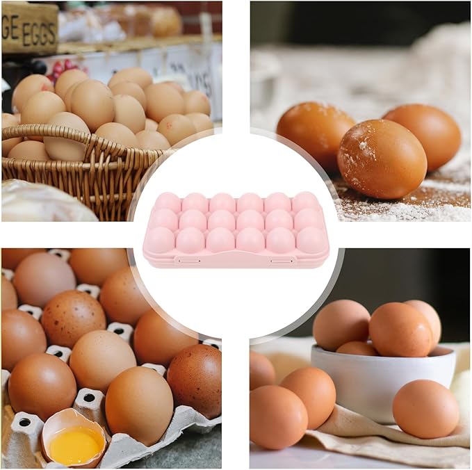 UPKOCH Plastic Egg Container for Refrigerator 18 Count Egg Holder with Airtight Lid Stackable Organizer for Kitchen Fridge Storage and Protection