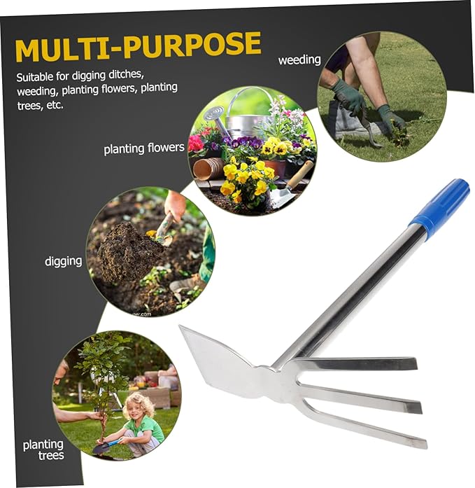 1piece Stainless Steel Handheld Weeding Hoe Multi-Functional Cultivator Tool for Gardening Planting and Weeding Lightweight and Garden Rake for Vegetable Farms and