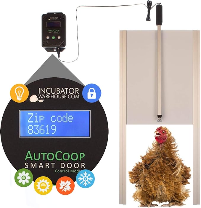Incubator Warehouse AutoCoop™ Smart Door Kit, Fully Automatic Chicken Coop Door (with Laylight)