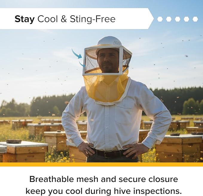 Mann Lake Stingless Binding Round Veil with Zipper Closure, Fine Mesh Beekeeping Head Cover for Hot Summer Weather, Breathable Veil for Bee Suit Protection, Comfort Fit for Farm and Backyard Work