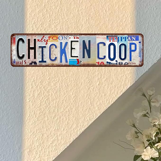 Chicken Coop Accessories Vintage Farmhouse Kitchen Wall Decor Outdoor Funny Metal Tin Signs Farm Decor For Home Chickens Wall Art Chicken Posters Chickens Gifts For Men Chicken Coop Sign 4x16 Inch