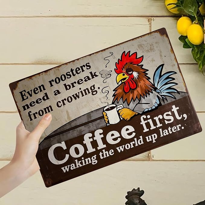Chicken Retro Tin Sign Vintage Metal Poster Wall Decor Chicken Decoration for Coops Farms Yard Home Bar Cafe Garage or Office - Thoughtful Chicken Gift Idea