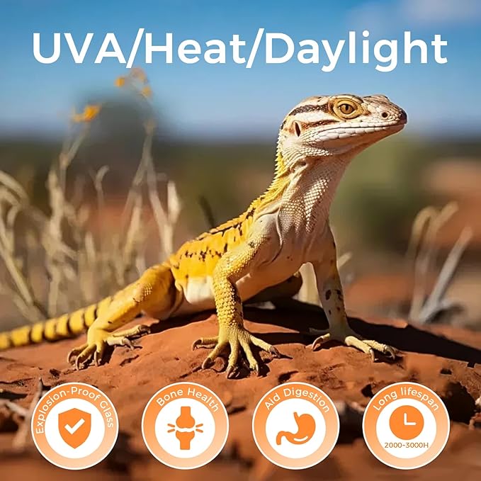 Reptile Heat Lamp 75W, 2 Pack Intense UVA Basking Light Bulbs, Flat-Base Heat Emitter, Heat Lamp Bulb for Reptile Chickens Pet Brooder