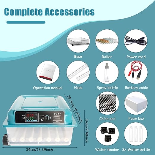 Incubators for Hatching Eggs,36 Egg Incubator,Automatic Egg Turning,Temperature & Humidity Control,Abnormality Monitoring,Egg Candle,Professional Incubator for Chicken,Duck,Geese,Quail