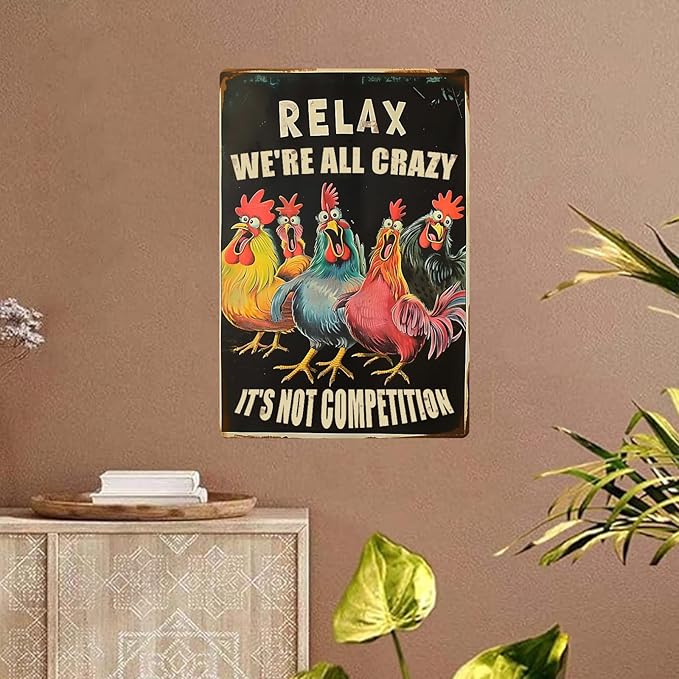 Chicken Metal Tin Sign Vintage Retro Poster Wall Decor Chicken Decoration for Chicken Coops Farms Yard Home Bar Cafe Garage or Office - Thoughtful Funny Chicken Gift Idea