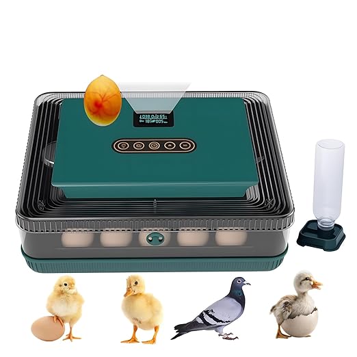 Ovatt 25 Egg Incubator, Automatic Poultry Hatcher with Digital Temperature & Humidity Control, LED Display, Automatic Egg Turner for Chicken, Duck & Goose Eggs, Ideal for Home & Small Farms