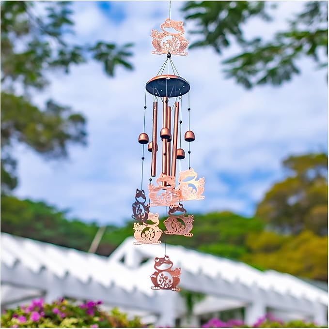 Frog Wind Chimes Outdoor Frog Gifts for Women Men Mom Gardening Birthday Gifts Metal Memorial WindChimes for Outside/Indoors, Lawn, Patio, Yard Art, Garden Decor, Yard Decorations