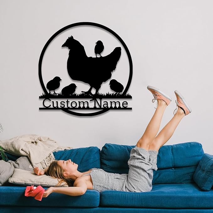Personalized Chicken Coop Metal Sign,Custom Chicken Farm Metal Wall Art,Personalized Chicken MetalSign, Metal Chicken Farmhouse Sign,Hen House Sign, Funny Chicken Farm Decor (Chicken C)