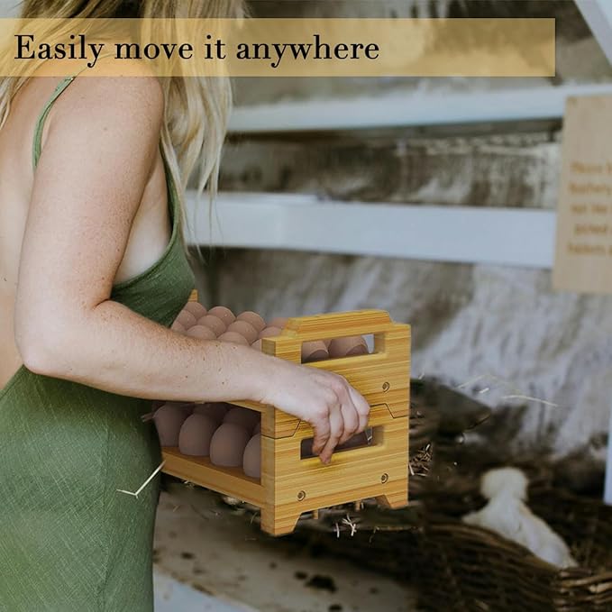 Wooden Egg Holder For Fresh Eggs, Stackable Egg Storage For Countertop, 18 * 2 Egg Rack For Counter, Display Stand For Henhouse