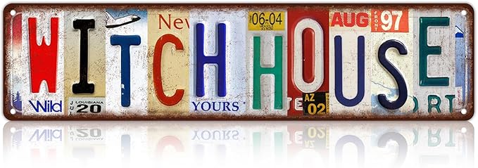 Vintage Witch House Wall Decor Street Signs Metal Tin Signs 16 x 4 Inches