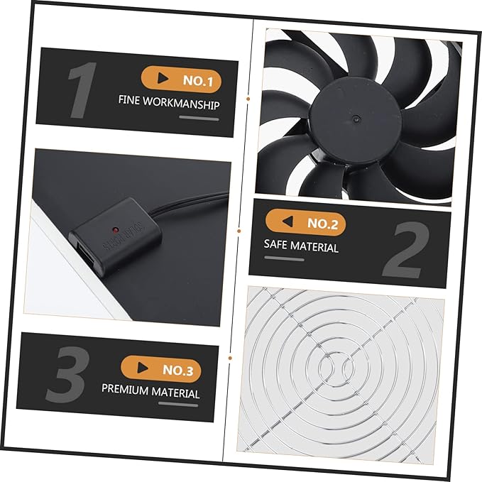 Yardwe 3sets Solar Panel Chicken Coop Fan Small Solar Powered Cooling Fan for and Greenhouse Energy Saving Ventilation