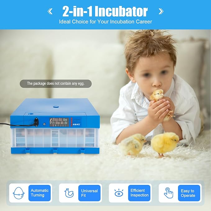 Automatic Egg Incubator, 48 Eggs Hatcher with Digital Display Screen and Accurate Temperature Control, Egg Incubator with Automatic Egg Turning and Humidity Control, Incubators for Hatching Eggs