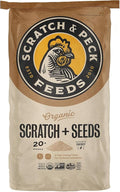 Scratch and Peck Scratch + Seeds Chicken and Duck Treat - 25 lbs Bag - 11% Protein, Certified Organic and Non-GMO Project Verified Chicken Food