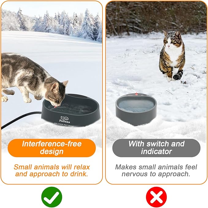 Heated Water Bowl for Dog & Cat, Outdoor Heated Pet Bowl with Anti Chew Cord, Large Heated Dog Bowl Provides Drinkable Water in Winter for Dogs Cats Chickens Birds,0.98 Gallon/125 OZ,35 Watts