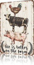 Rustic Farm Animals Metal Sign Vintage Style Life is Better on the Farm Wall Decor for Farmhouse Gift 12 * 8in