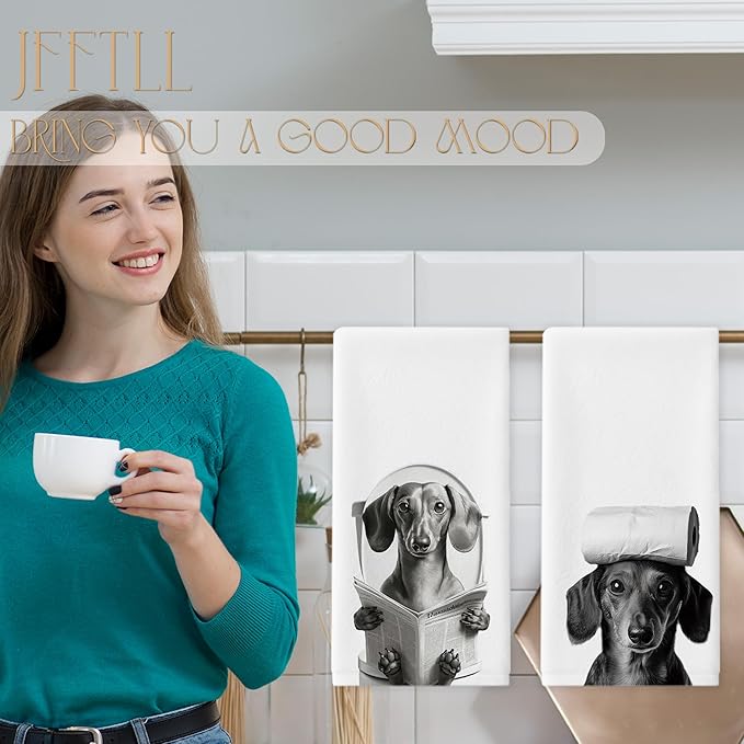 Dachshund Gifts Bathroom Hand Towels, Weiner Dog Gifts for Women Hand Towels for Bathroom, Gifts for Dachshund Lovers, Weiner Dog Decor, 16x24 Inch Set of 2（Upgraded Fabric）