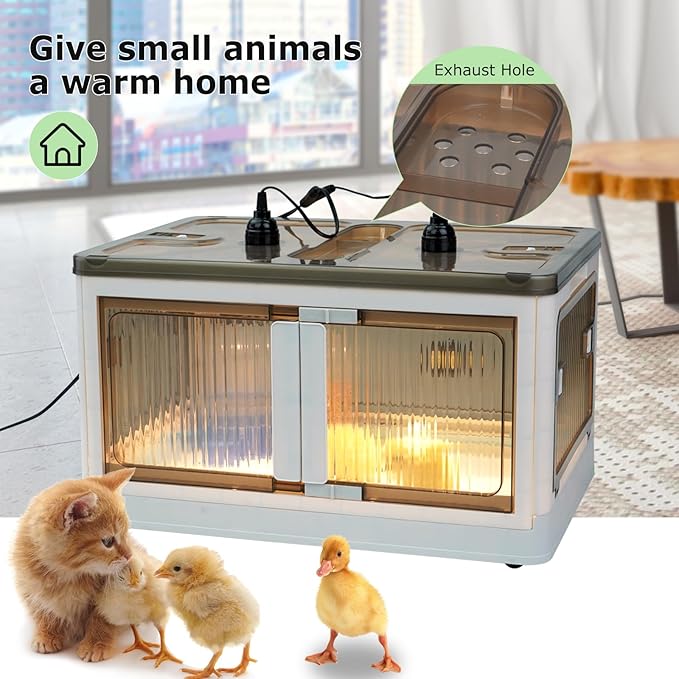Chicken Brooder Box for Chicks Brooder Heater Chicks Warmer Brooder Plate Kit Chicken Brooder Box Tent Pen with Thermometer for 15 Ducks Bedding Indoor Quail Brooder (20”x14.17”x11.81” White)