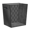 3 Gallon Black Wooden Trash Can - Rustic Office Waste Paper Basket - Decorative Garbage Bin for Bedroom, Bathroom, Kitchen, Living Room