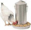 Plexon 8.8 Lb Stainless Steel Hanging Chicken Feeder no Waste Food-Grade - Duck Turkey Poultry Feeder for Chicken Metal - Heavy Duty Reliable Long-Lasting with Handle