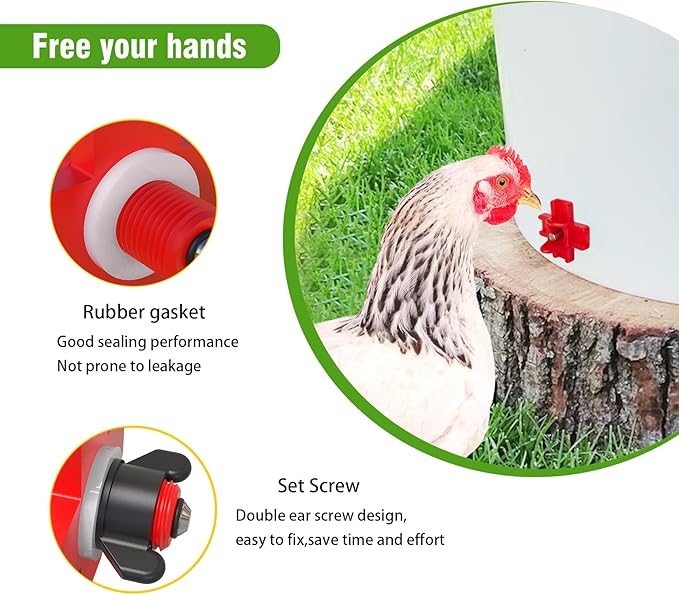Horizontal Water Nipples Automatic Poultry Nipples for Chicken Waterer Kit Drinker with Drill Bit (20)