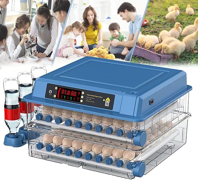 Home Incubator Egg Brooding Machine Chicken Incubator, 98-256 Eggs Incubator Automatic Turning and Hatching, Digital Incubator with Temperature Control, 128