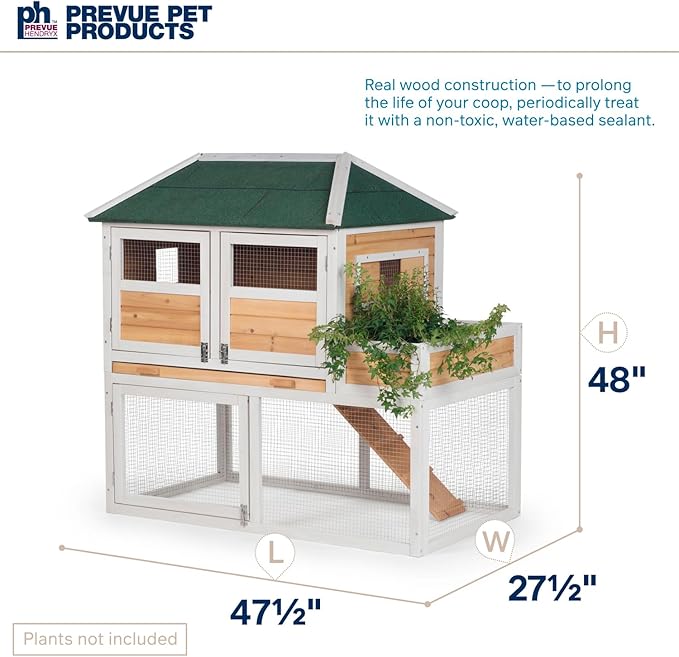Prevue Pet Products 4701 Chicken Coop with Herb Planter, Natural/White