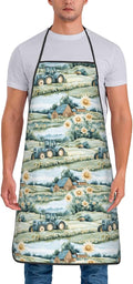 Chef Aprons for Men and Women - Country Sunflower Tractor Print Oil-Resistant Bib Aprons for Cooking or Kitchen Grilling BBQ
