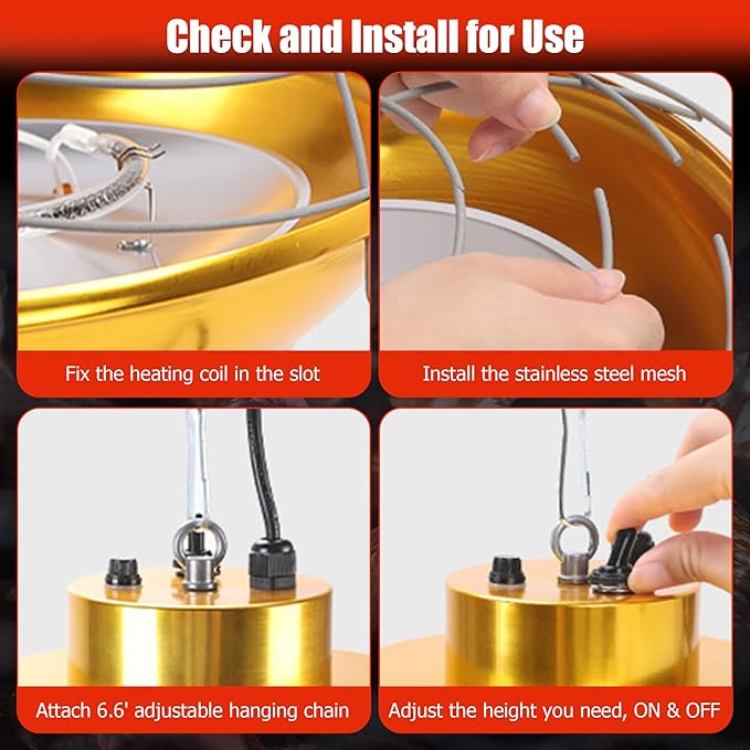 Heat Lamp for Chickens,200W-400W Dual-Temperature Chicken Coop Heater,Carbon Fiber Heating Element,Aluminum Alloy Shade & 6.6' Hanging Chain for Winter Poultry Warmth
