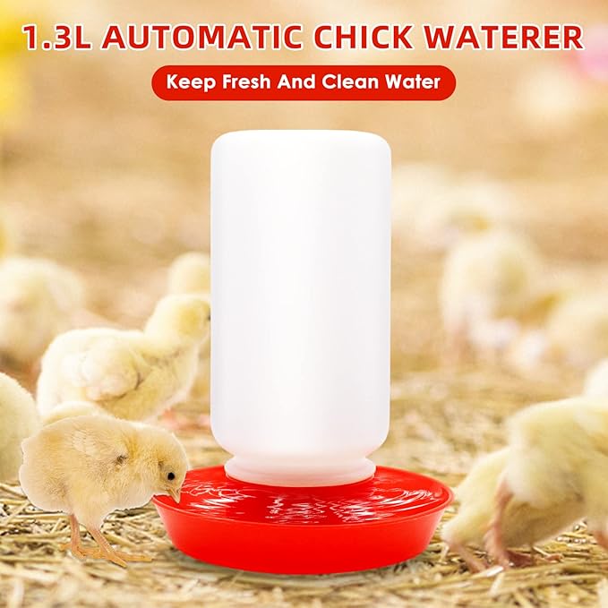 Chick Feeder and Waterer Kit with 75W Heat Lamp, Chick Perch, Flip Top Poultry Feeder, Baby Chick Starter Kit for Chick Brooder, Baby Chicken Supplies for Baby Chick, Duck and Quail