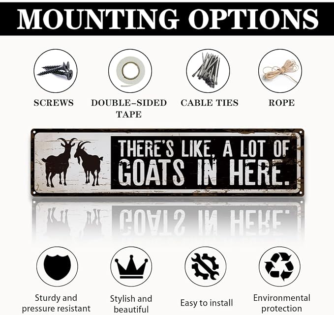 Funny Goat Metal Signs, There's Like A Lot Of Goats in Here Sign 15.8x4 inches, Homestead Goats Sign, Decorative Wall Plaque, Outdoor Signs for Home Garden Yard Decor, Gift for Goat Keeper