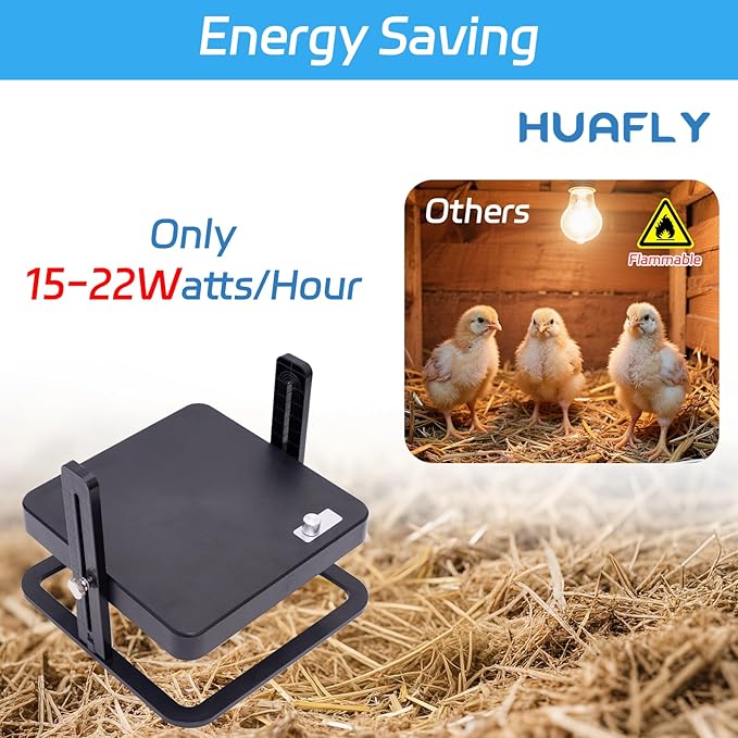 HUAFLY Brooder Plate,10" x 10" Temperature Adjustable Brooder Plate for Chicks Ducks,Energy-Saving Chick Heat Plate, Stable Heating Chicken brooder