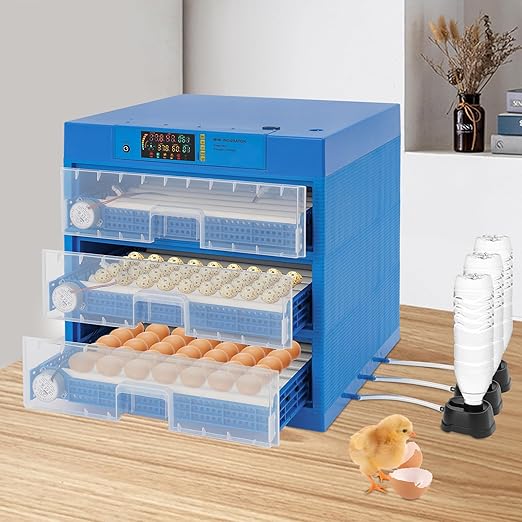 Eggs Automatic Incubator, 110V 80W Fully Automatic Egg Hatching Incubator 192 Eggs Incubator Poultry Hatcher w/Automatic Turning & Temperature for Hatching Duck & Goose Eggs (192 Eggs Dual-Power)