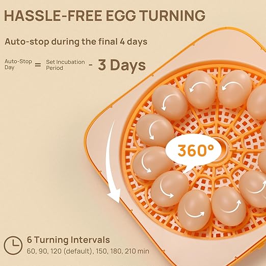 TURBRO 12 Egg Incubator with Automatic Egg Turning, Incubator for Hatching Eggs with Auto-Temperature and Humidity Control, Egg Candler, for Chicken, Duck, Quail, Use in Farm, Home, Classroom, Lab