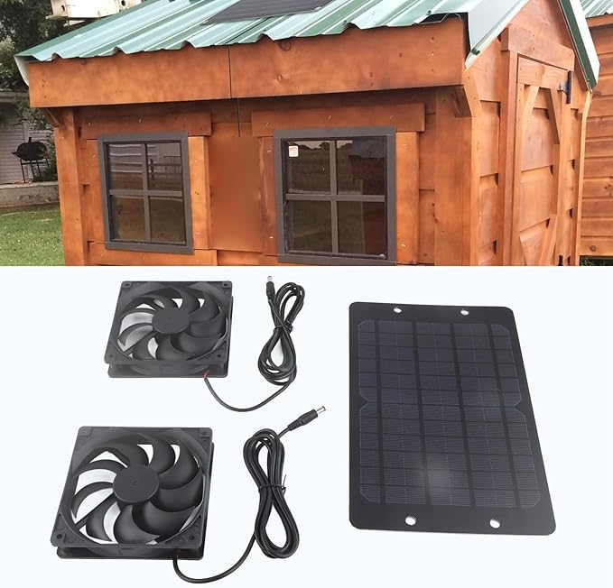 ‌shenruifa 10W Solar Greenhouse Fan Kit - 800mA Solar Ventilation Exhaust for Outdoor Sheds