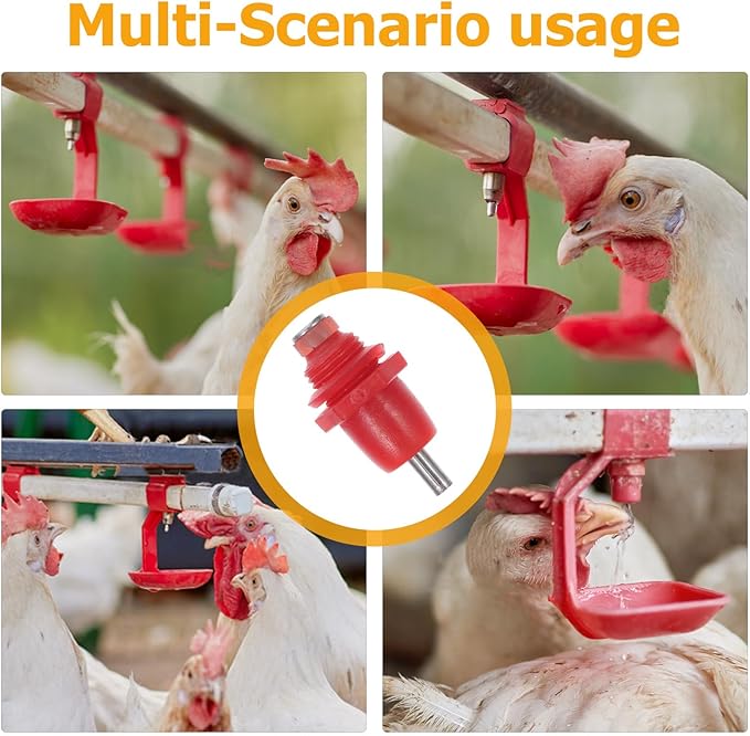 20pcs Poultry Waterer Nipples Automatic Chicken Waterer Replacement for Coop and Quail Drinking System with Spring Large Head Design