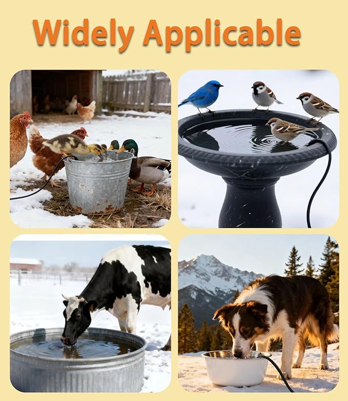 250W Chicken Waterer Heater, Thermostatic Control Chicken Waterer Deicer Ice Melter for Bird Duck Goose