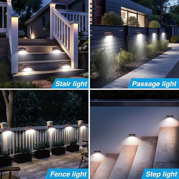 Peasur Solar Lights Outdoor Motion Sensor [10 Packs] Security Light with 3 Lighting Modes Wall Lights Waterproof Solar Powered Lights for Garden Fence Yard, Brown