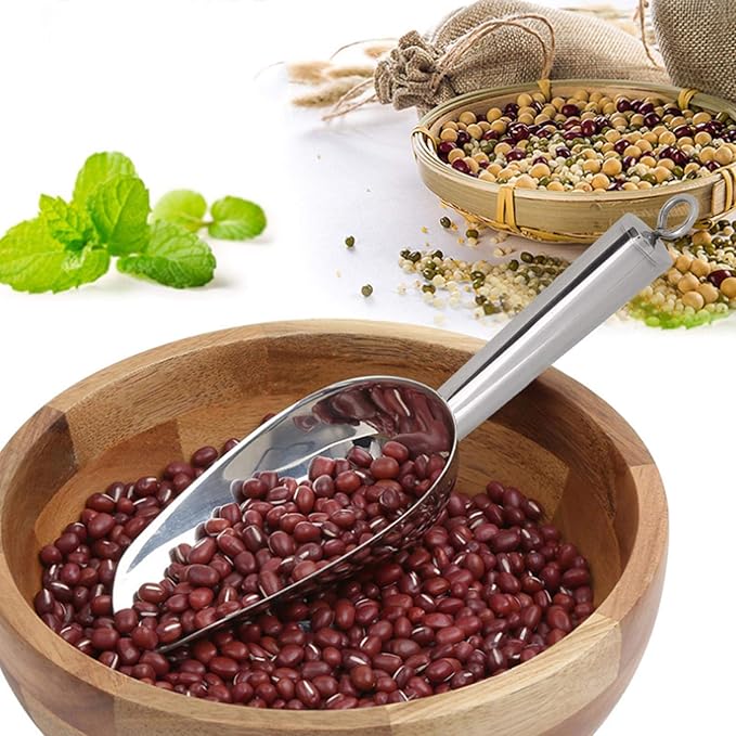 Food Scoop, 38oz Grain Scoop,Ice Flour Utility Scoop,Stainless Steel Multifunctional Ice Food Scoop Coffee Beans Dried Fruit Shovel Multi-Purpose Food Candy Shovel Kitchen Tools(38oz)