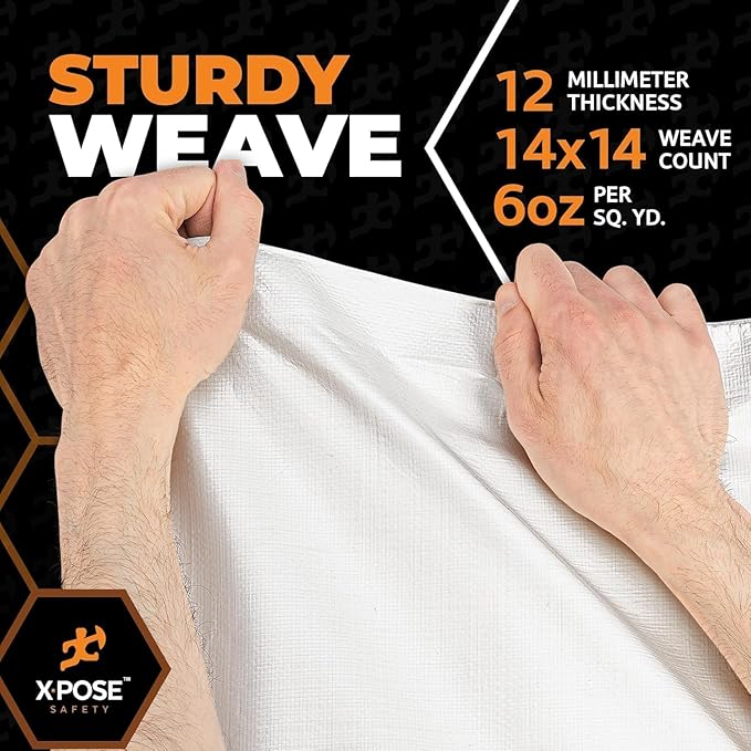 Heavy Duty White Poly Tarp 30' x 40' Multipurpose Protective Cover - Durable, Waterproof, Weather Proof, Rip and Tear Resistant - Extra Thick 12 Mil Polyethylene - by Xpose Safety