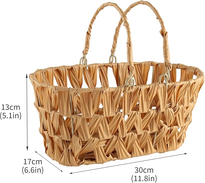 Farmhouse Egg Basket,Large Egg Collecting Basket with Handle,Wicker Basket,Egg Basket for Gathering and Carrying Fresh Eggs,Kitchen Storage Container Chicken Egg Holder Countertop