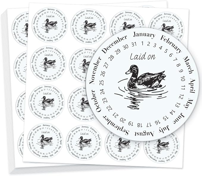 320 Pcs Duck Egg Laid on Stickers, 2 Inch Round Farm Fresh Eggs Sticker Round Eggs Stickers PET Adhesive Egg Packaging Sticker for Box Container Carton Farm Supplies