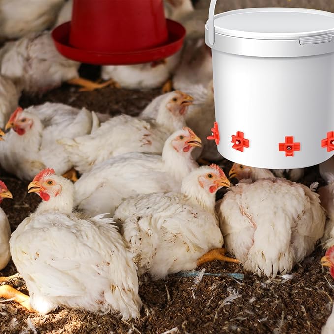 Chicken Water Nipples, 15 Pcs Horizontal Poultry Automatic Waterer Nipples for Bucket with 15 Pcs Ring Gaskets, 15 Pcs Wing Nuts, 9mm Drill Bit and an Installation Tool Ullnosoo