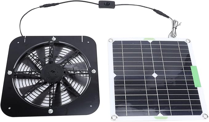 ZJchao 100W Solar Fan, 13.5inch Solar Fan for Chicken Coop, Solar Exhaust Fan with Cable Bracket for Greenhouse, Pet House, Chicken Coop, Tree House and RV
