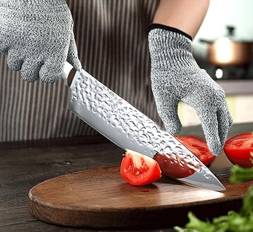 Cutting Gloves,2 Pairs Food Grade Level 5 Protection, Safety Kitchen Cut Gloves for Oyster Shucking, Fish Fillet Processing, Mandolin Slicing, Meat Cutting and Wood Carving(Gray-Madium)