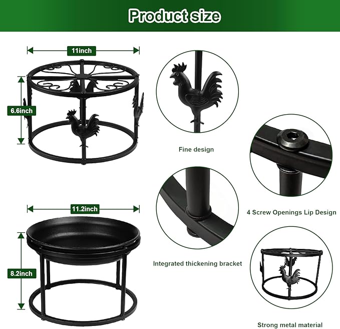 Metal Stand for Chicken Feeder Waterer, Heavy Duty Poultry Water Feeder Stand Holder with Basin, Rustproof Iron Chicks Feeding Buckets Support Shelves for Cat Dog Bowl Indoor Outdoor