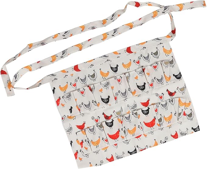 Eggs Collecting Apron for Adults, Chicken Egg Gathering Apron with 12 Pockets, Hands - Free Egg Holder for Duck Goose Turkey Eggs, Durable Cloth Farm Apron Size L (Type 7)